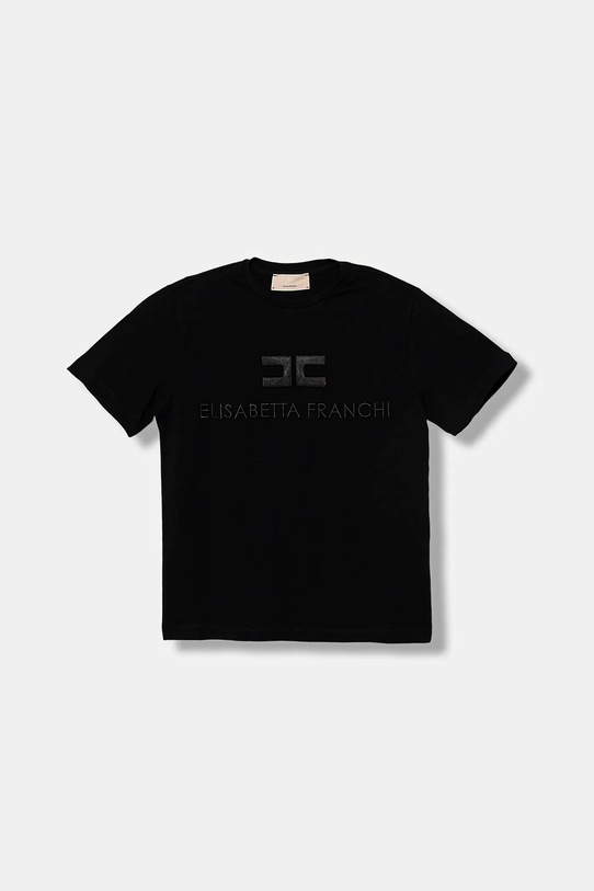 Elisabetta Franchi gyerek póló elasztánnal fekete EFTS250.0.JE006.140.158