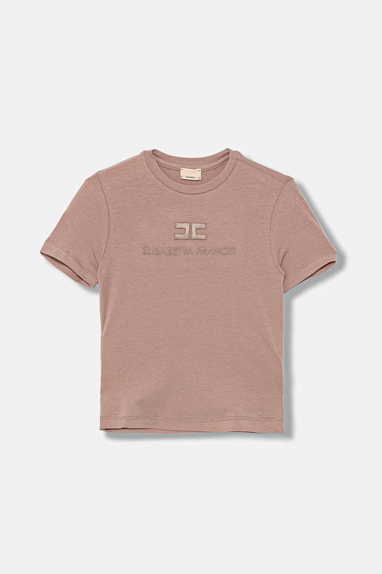 Elisabetta Franchi t-shirt dziecięcy aplikacja różowy EGTS098.0.JE006