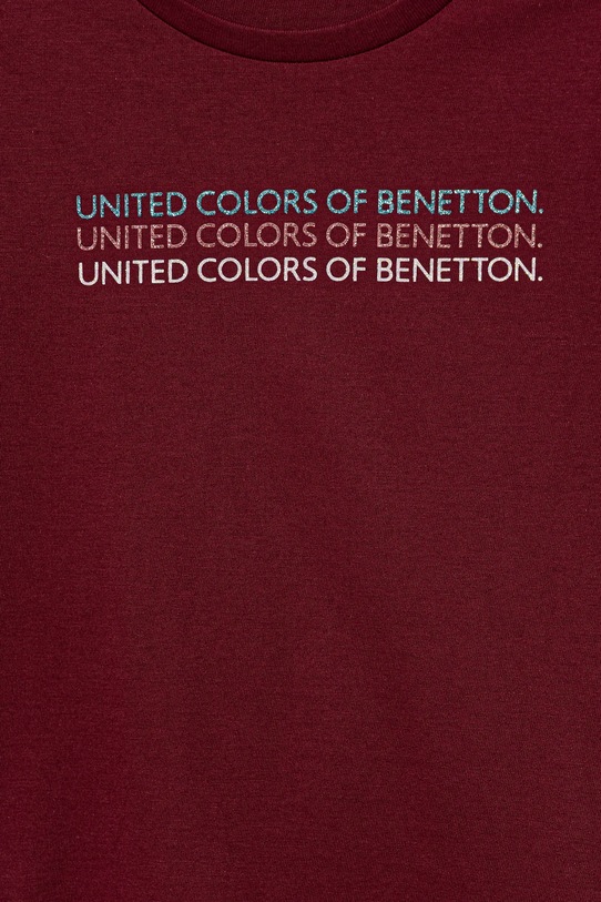 DÍVKA Dětské bavlněné tričko United Colors of Benetton 3I1XC10Q1.G.seasonal burgundské