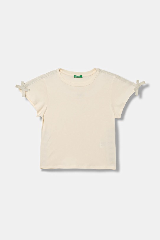 Παιδικό μπλουζάκι United Colors of Benetton στρογγυλό μπεζ 3P4ZC10QH.G.seasonal