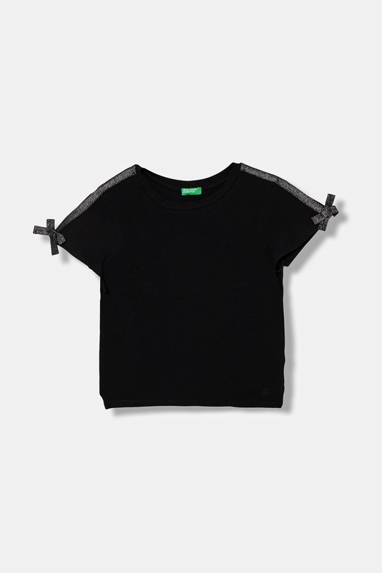 Παιδικό μπλουζάκι United Colors of Benetton στρογγυλό μαύρο 3P4ZC10QH.G.seasonal