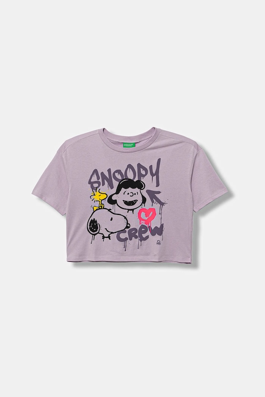 Dětské bavlněné tričko United Colors of Benetton kulatý fialová 3X1SC10PT.G.seasonal