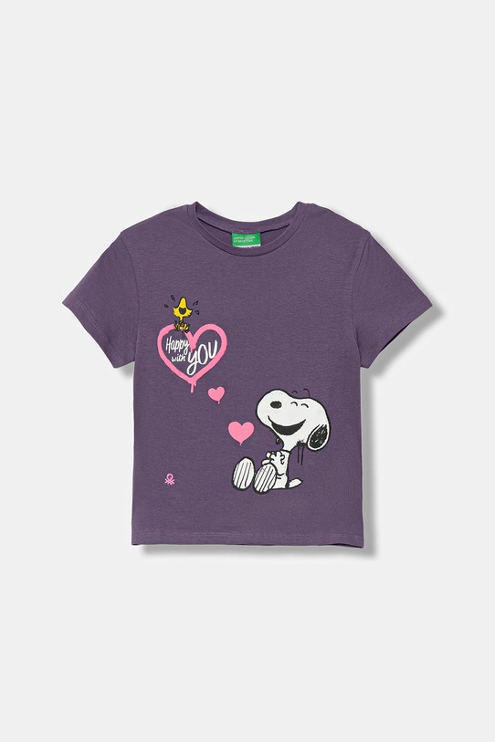 United Colors of Benetton t-shirt bawełniany dziecięcy nadruk fioletowy 3X1SG10JV.P.seasonal