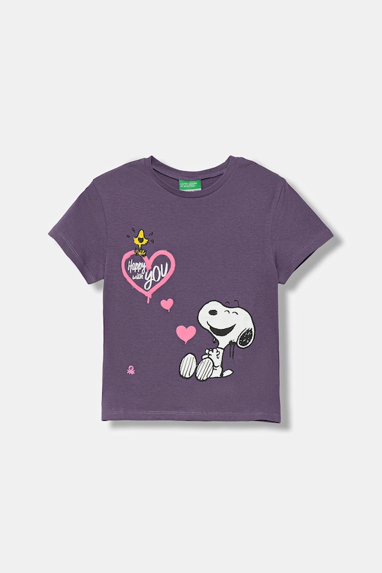 Dětské bavlněné tričko United Colors of Benetton kulatý fialová 3X1SG10JV.P.seasonal
