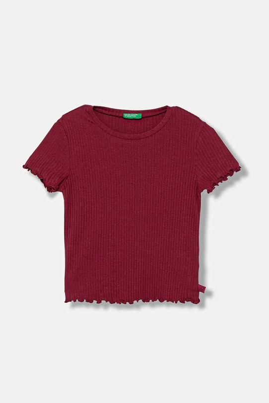 United Colors of Benetton t-shirt dziecięcy z elastanem bordowy 3F1AC10N4.G.Season.9BYA