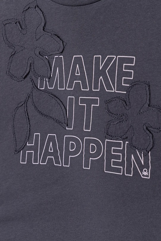 Dziewczynka United Colors of Benetton t-shirt bawełniany dziecięcy 3I1XC10QD.G.seasonal szary