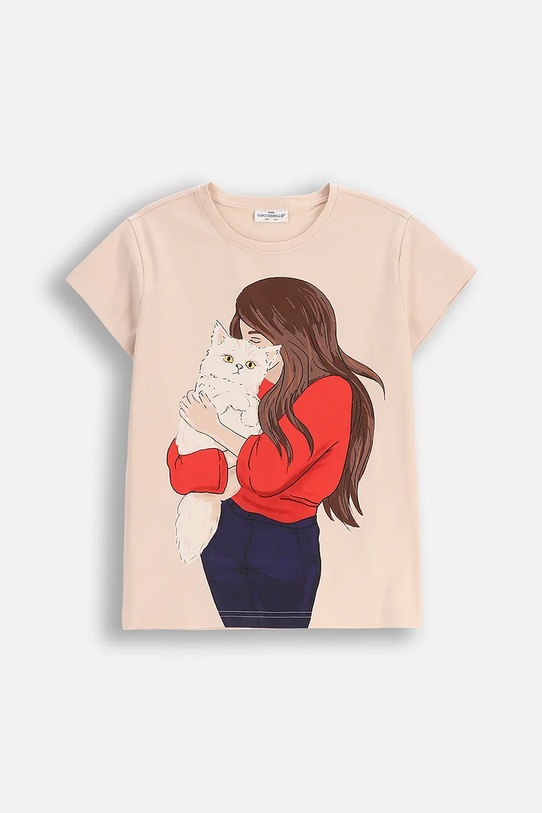 Coccodrillo t-shirt dziecięcy z elastanem beżowy ZC5143226VGA