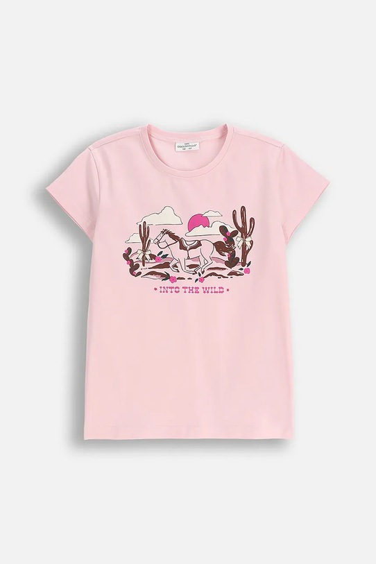 Coccodrillo t-shirt dziecięcy nadruk różowy ZC5143239VGA
