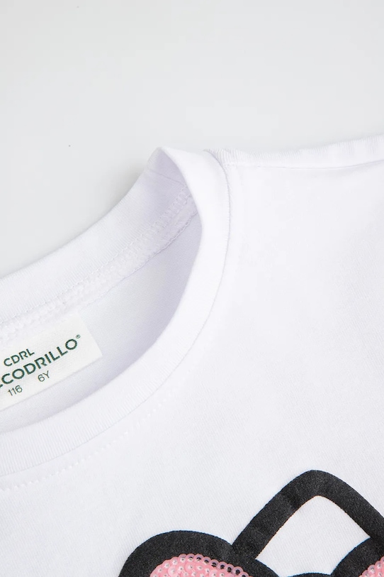 Κοριτσίστικα Παιδικό βαμβακερό μπλουζάκι Coccodrillo ZC5143201LGD λευκό
