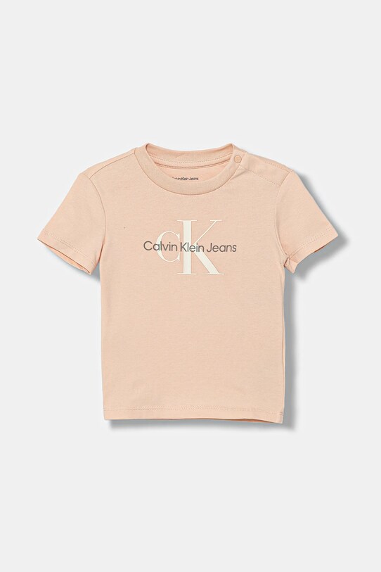 Calvin Klein Jeans t-shirt niemowlęcy z elastanem pomarańczowy IN0IN00001.9BYA