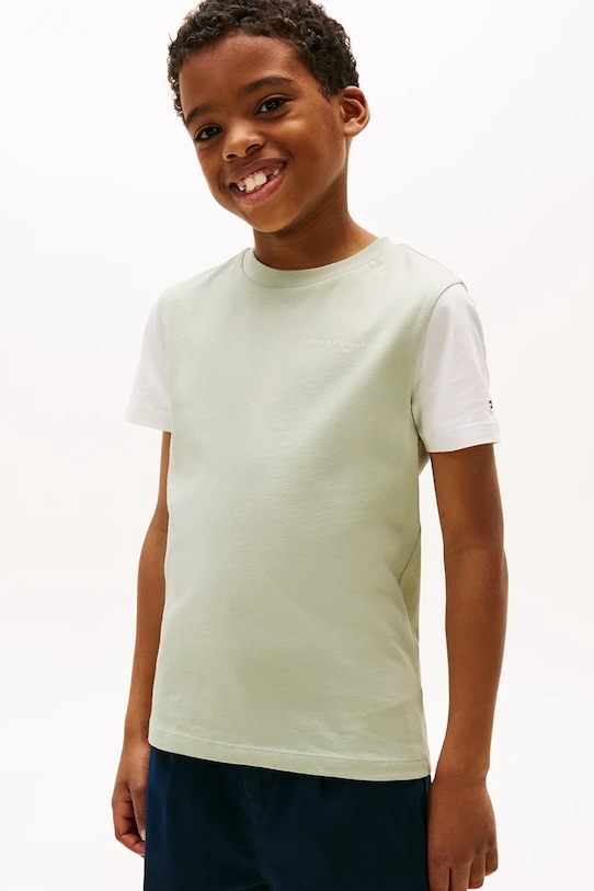 Tommy Hilfiger t-shirt bawełniany dziecięcy turkusowy KS0KS00594.9BYA