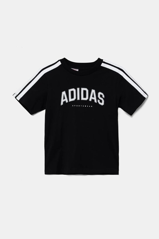 Detské bavlnené tričko adidas nášivka čierna JL6139