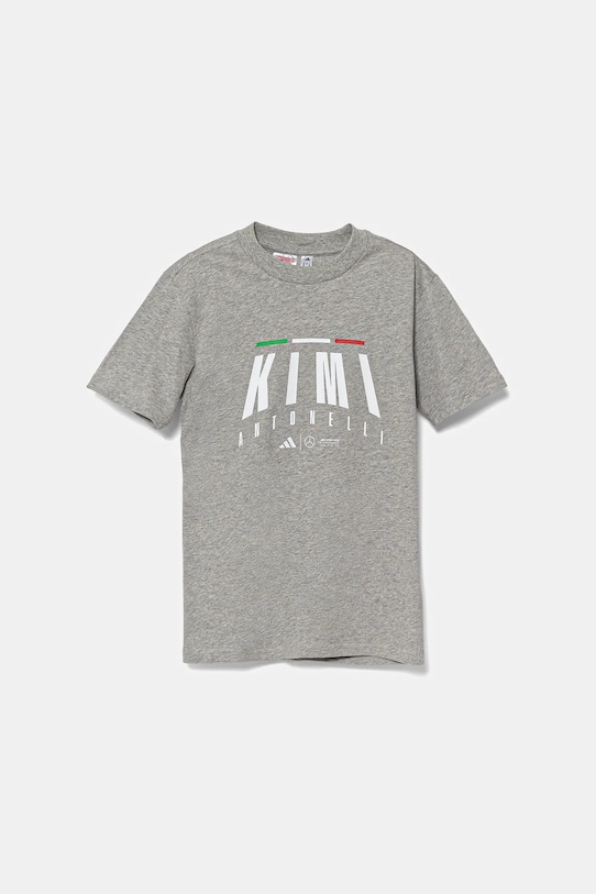 Detské bavlnené tričko adidas Performance MERCEDES melanž sivá JZ8913