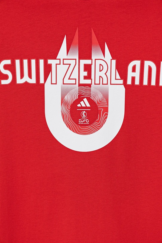 Chlapec Detské bavlnené tričko adidas Performance SWITZERLAND JZ9002 červená