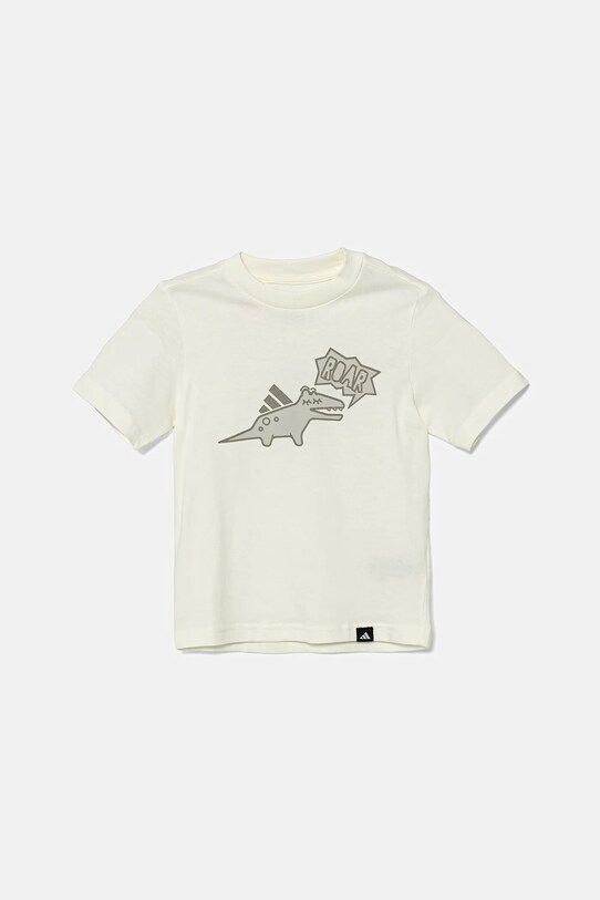 adidas t-shirt bawełniany dziecięcy nadruk beżowy JV5074