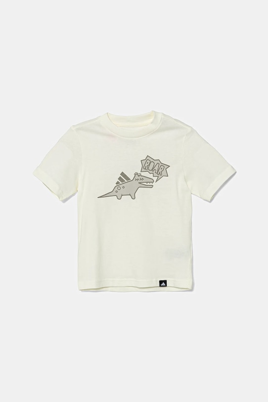 adidas t-shirt bawełniany dziecięcy JV5074 beżowy AW25