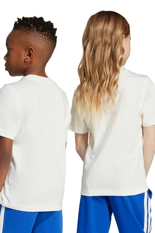 adidas t-shirt bawełniany dziecięcy JV5074 beżowy