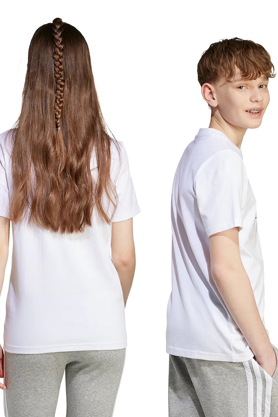 adidas t-shirt bawełniany dziecięcy JV5100 biały