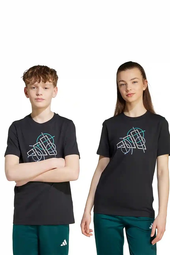 Dětské bavlněné tričko adidas kulatý černá JV5104