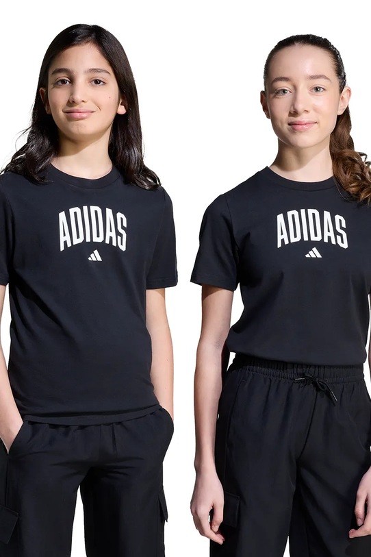 adidas tricou de bumbac pentru copii print negru JV5192