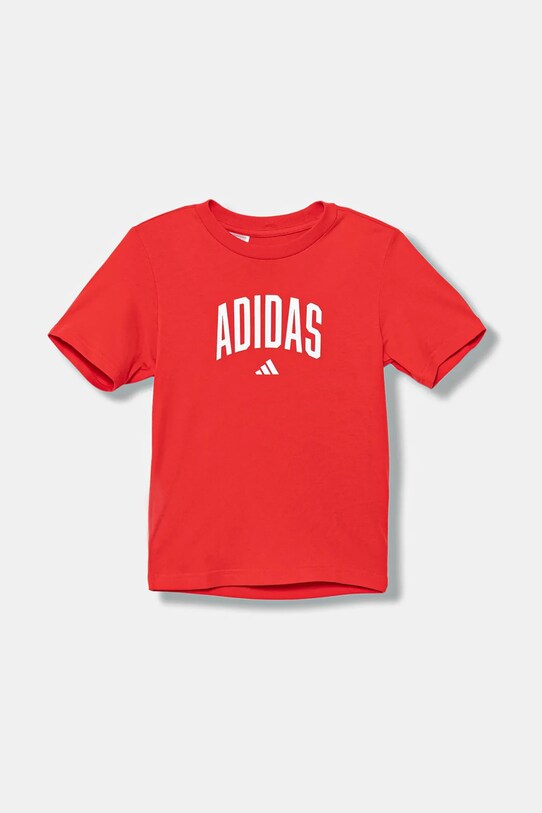 adidas t-shirt bawełniany dziecięcy nadruk czerwony JV5194