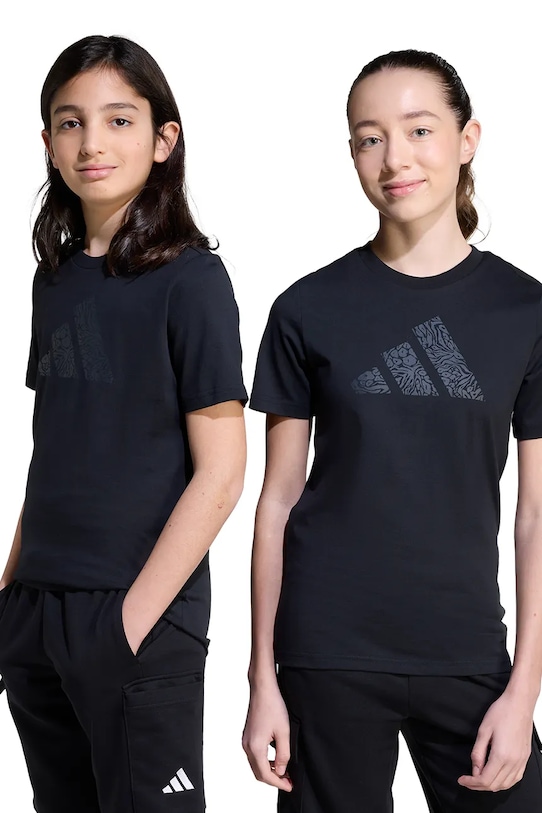 adidas tricou de bumbac pentru copii print negru JV5204