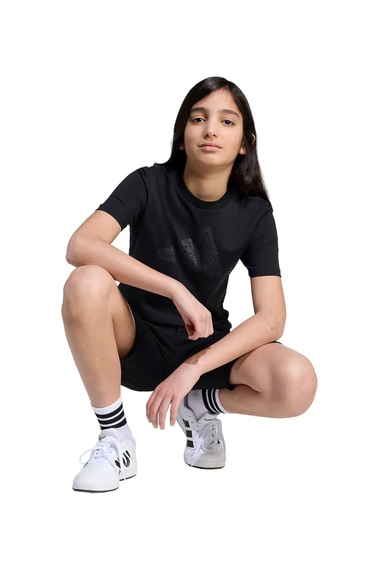 Детска памучна тениска adidas JV5204 черен