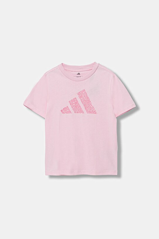 adidas t-shirt bawełniany dziecięcy nadruk różowy JV5205