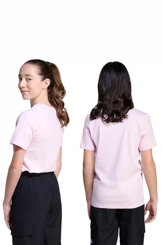 adidas t-shirt bawełniany dziecięcy JV5205 różowy