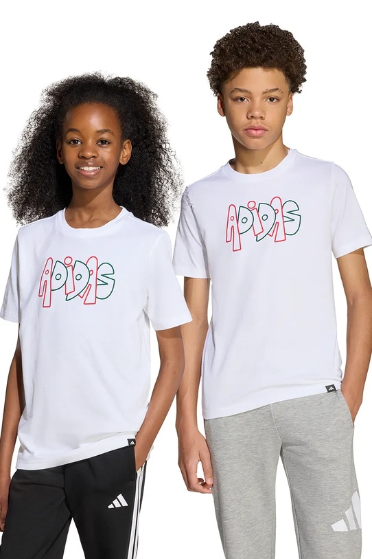 Детская хлопковая футболка adidas хлопок белый JV5245