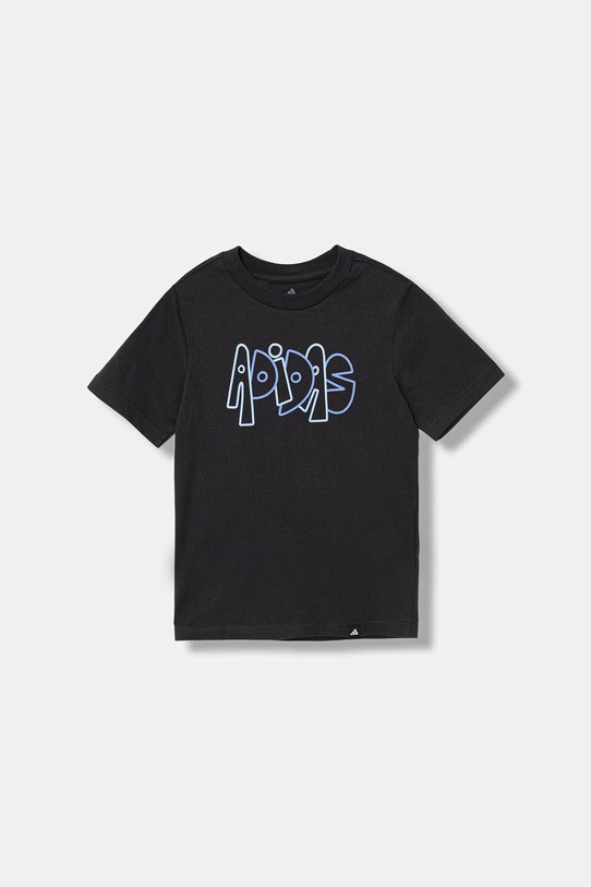 Βαμβακερό μπλουζάκι adidas JV5246 μαύρο AW25