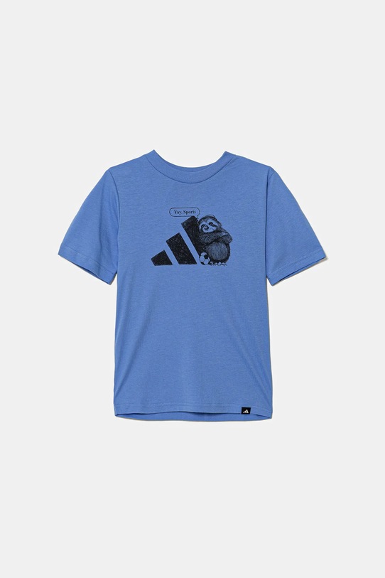 Detské bavlnené tričko adidas JV5252 modrá AW25