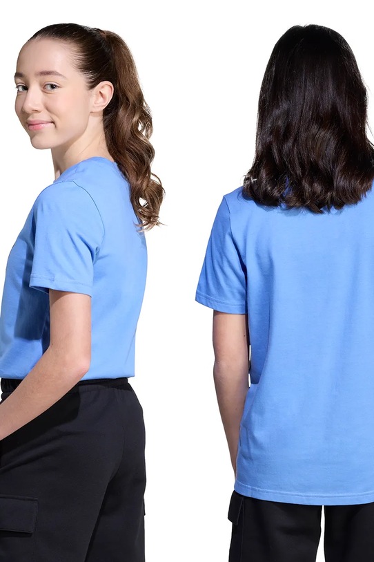 Detské bavlnené tričko adidas JV5252 modrá