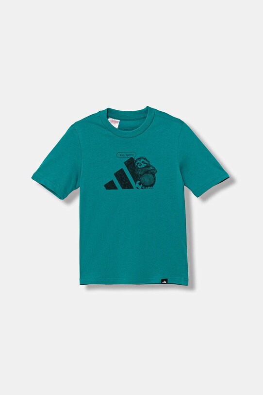 adidas t-shirt bawełniany dziecięcy nadruk zielony JV5253