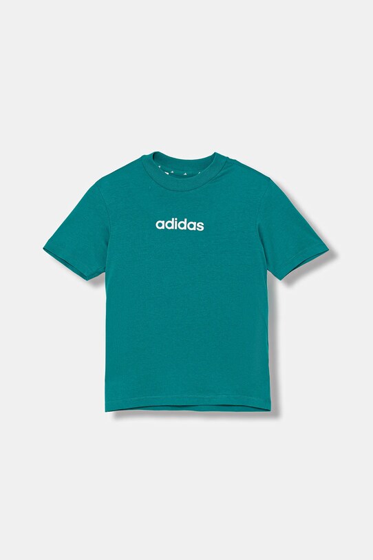 Otroška bombažna kratka majica adidas Okrogel turkizna JV7541