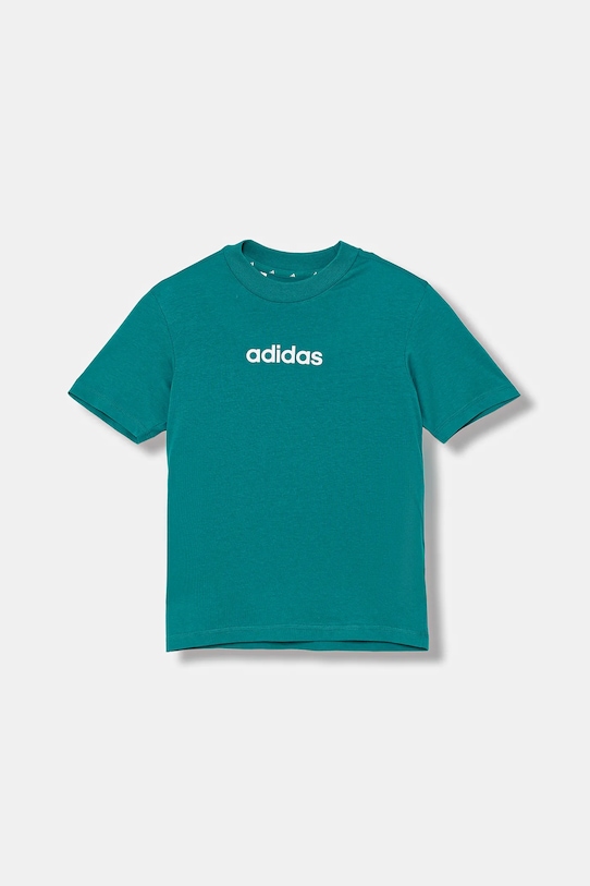 Dětské bavlněné tričko adidas kulatý tyrkysová JV7541