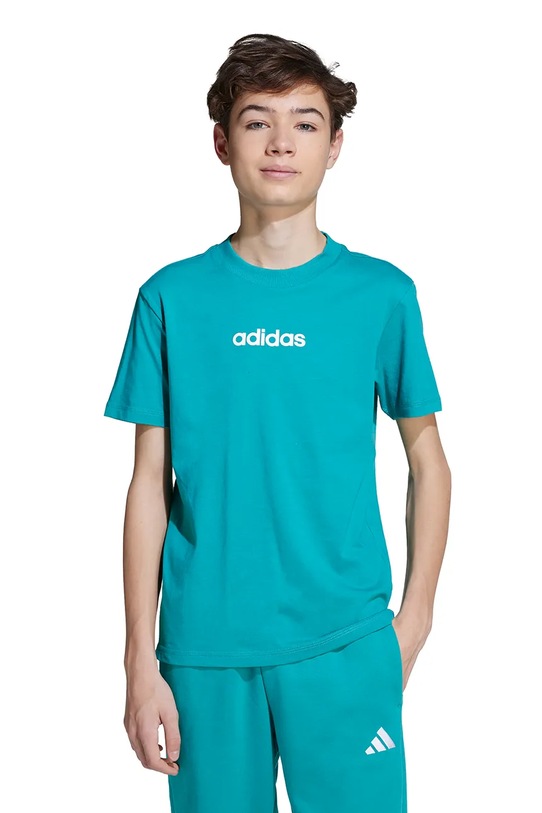 Детская хлопковая футболка adidas бирюзовый JV7541