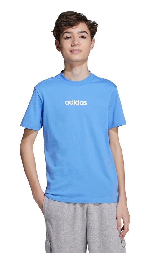 adidas t-shirt bawełniany dziecięcy niebieski JV7542