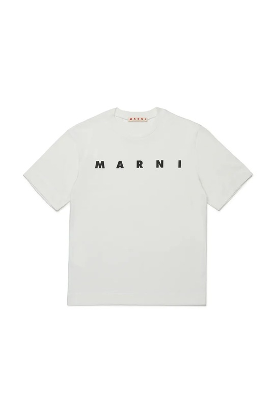 Bombažna kratka majica Marni MT135U T-SHIRT Okrogel bež M002MV