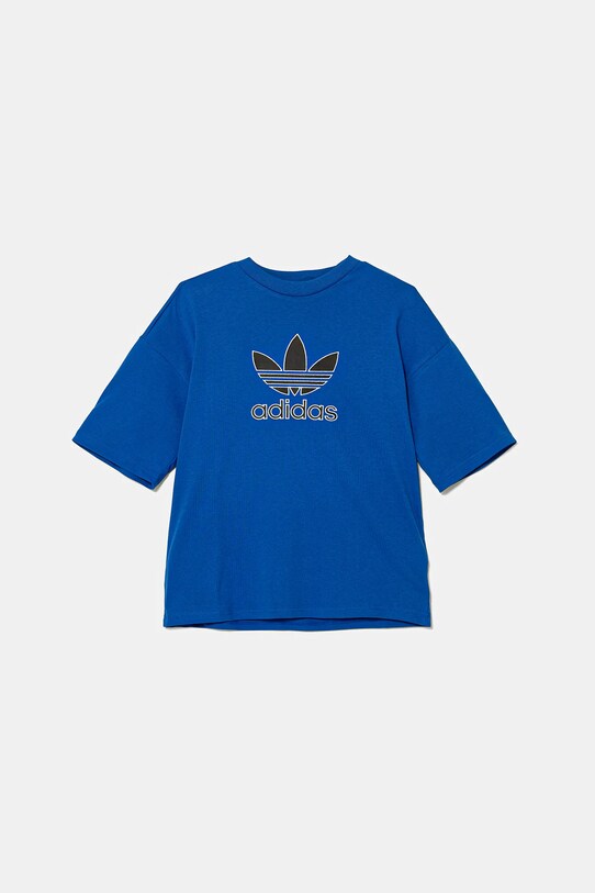 Детска памучна тениска adidas Originals памук син JV8557