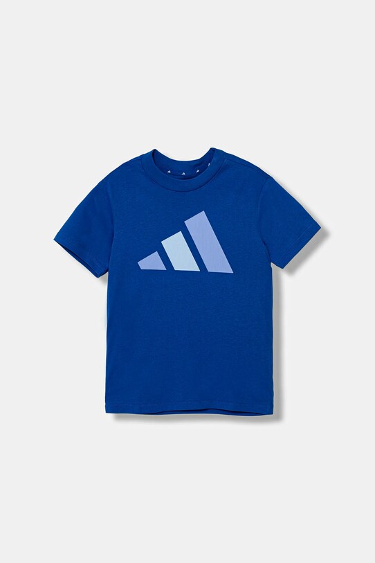 Παιδικό βαμβακερό μπλουζάκι adidas στάμπα μπλε JV9866