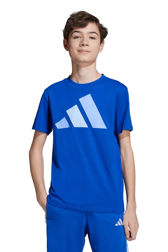 Dětské bavlněné tričko adidas modrá JV9866