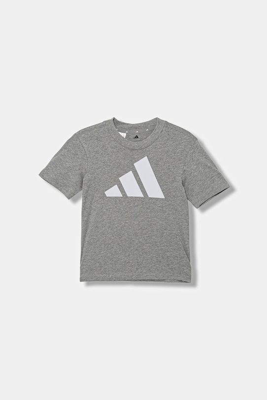 adidas t-shirt bawełniany dziecięcy nadruk szary JV9869