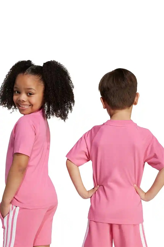 adidas t-shirt bawełniany dziecięcy JV9969 różowy