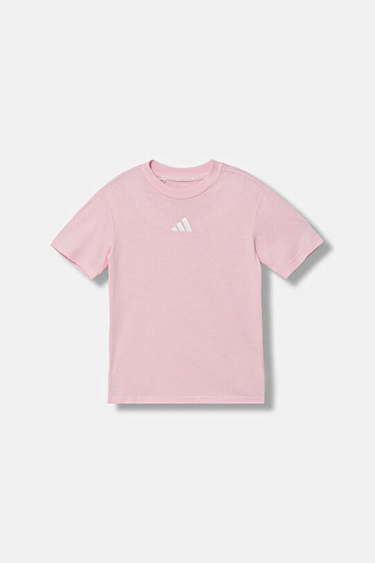 adidas t-shirt bawełniany dziecięcy aplikacja różowy JW0004