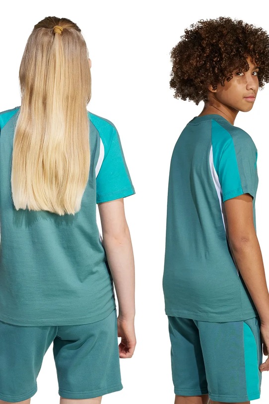 Dětské bavlněné tričko adidas JW4966 tyrkysová