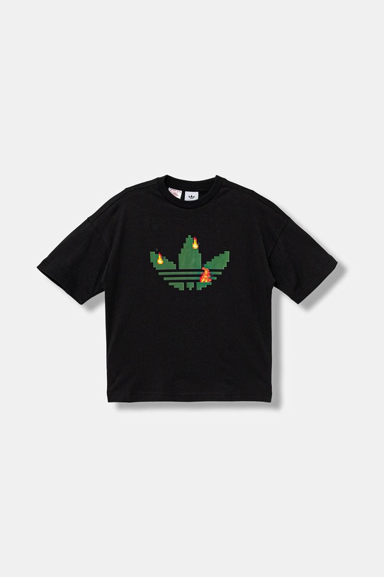 Otroška bombažna kratka majica adidas Originals Okrogel črna JW5327