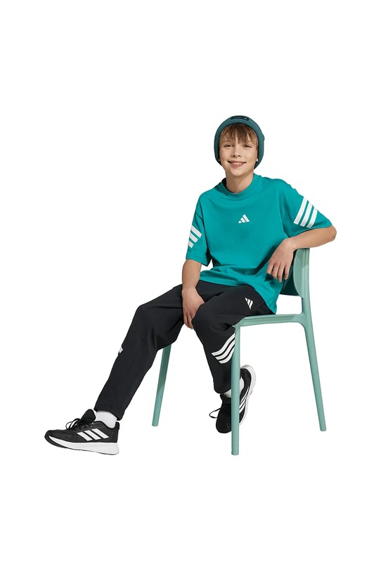 Детская хлопковая футболка adidas JW7531 бирюзовый