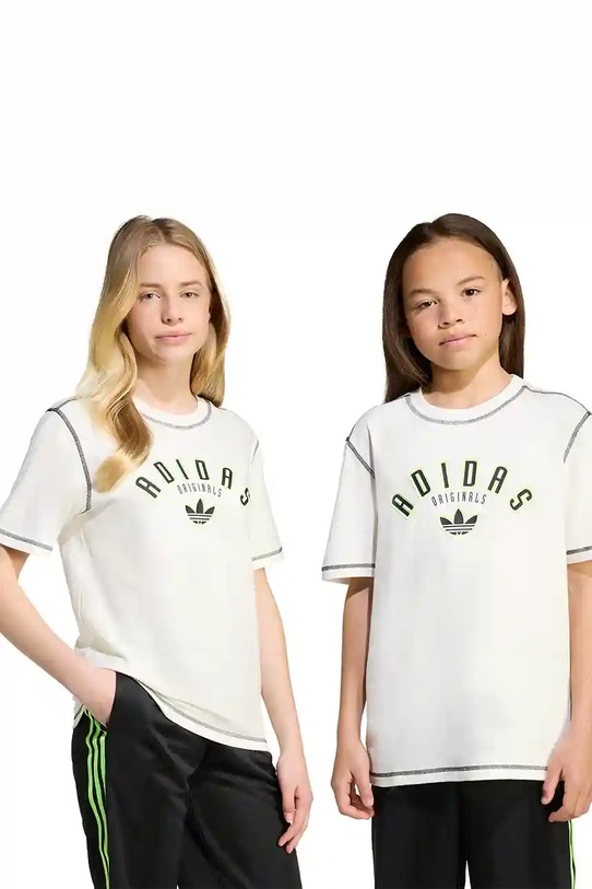 adidas Originals tricou de bumbac pentru copii imprimeu bej JX5265