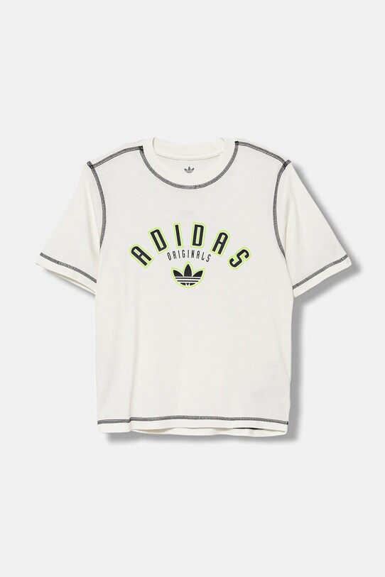 Дитяча бавовняна футболка adidas Originals аплікація бежевий JX5265